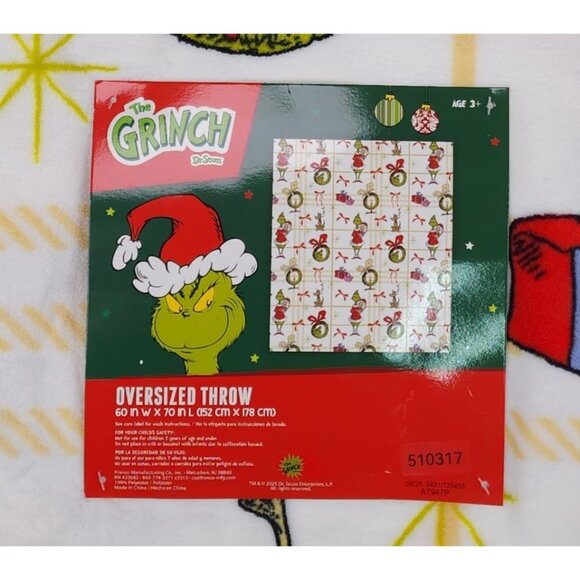 The Grinch Dr Seuss Oversized Throw Blanket 60" x 70" Polyester Christmas Decor - Picture 4 of 11